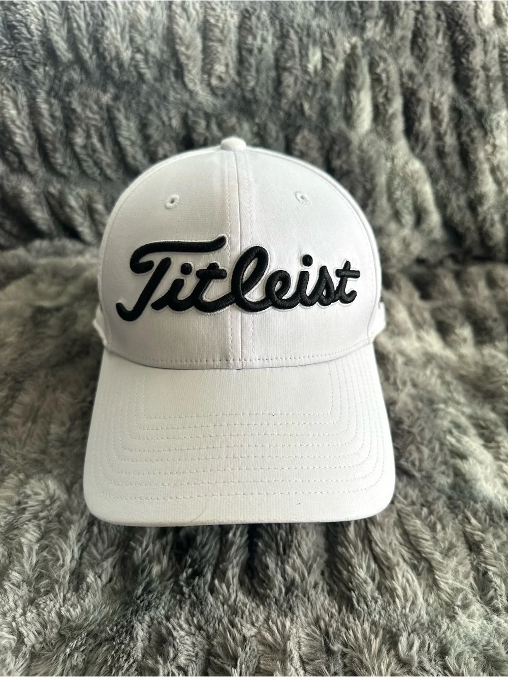 Titleist White Cap with Black Script Logo